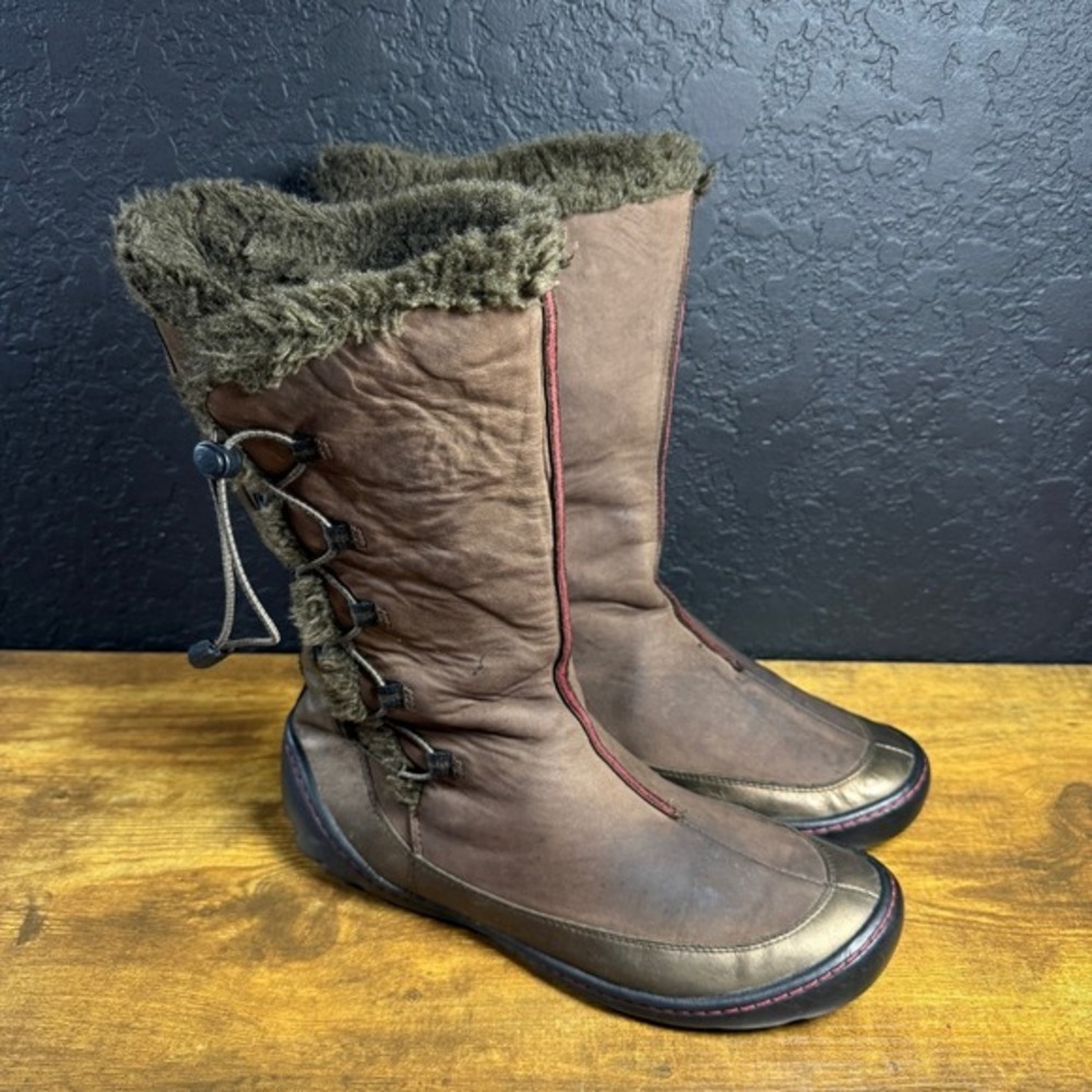 Privo by Clarks 76236 Brown Leather‎ Faux Fur Winter Boots Womens Size 9M
